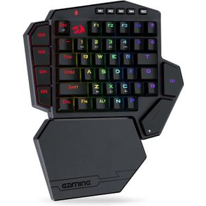 Redragon K585 PRO Wireless One-Handed Mechanical Keyboard, 42 Keys 3-Mode RGB 40% Gaming Keypad w/ 7 Onboard Macro Keys, Detachable Wrist Support, Rechargeable Battery (Red Switch)