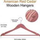 TOPIA HANGER 30-Pack American Red Cedar Wooden Hangers, Clothes Hangers for Closet, Wood Coat Hanger with Smooth Cut Notches, 360 Swivel Hook, Non-Slip Pants Bar-CT54C30
