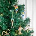 2025 Christmas Bow Ornaments, 3Pcs Champagne Bow Christmas Tree Ornament, Xmas Hanging Ornaments Decor Gift for Women Family Wreath, Garland, Gift Wrapping,Made with Rhinestones