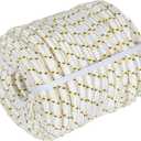 findmall 3/4 Inch 150 Feet 24 Strands Braided Line Tree Felling String High Strength Polyester Rope for Swing Camping Bundling White Yellow Black