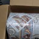 10x14 Area Rugs for Living Room, Machine Washable Boho Vintage Rug, Waterproof Surface & Non-Slip Backing, Foldable Soft Low Pile Floral Medallion Carpet for Bedroom Dining Room (Beige/Blue)