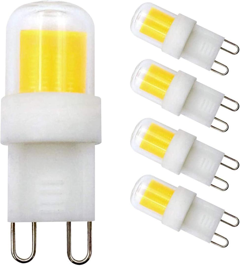 ZHENMING G9 LED Light Bulbs, Dimmable G9 Base, 4W Equivalent 40W Halogen, 300LM, Daylight White 6000K, AC 110V/120V/130V, G9 Bin-pin Base, G9 Bulbs for Home Lighting (Pack of 4)