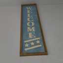 Funly mee 32" Wooden Framed Welcome Decorative Wall Sign, Carved Letters Welcome Vertical Sign for Front Porch
