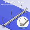 SUNEE 3 Ring Binder 2 Inch 1 Pack, Clear View Binder Three Ring PVC-Free (Fit 8.5x11 Inches) for School or Office Supplies, Blue