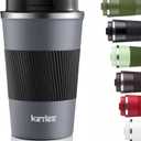 KETIEE Travel Coffee Mug Spill Proof 12oz, Insulated Reusable Coffee Cups with Seal Lid, Vacuum Stainless Steel Travel Mug to Go Car Tumbler for Hot/Iced Drinks (Grey) (Gray)