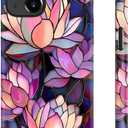 for iPhone 13 Case, Wireless Charging Compatible, Dual-Layer Shockproof Protection with Stylish Wildflower Design, Soft Silicone + Hard Shell, Cute Phone Cover for Women - Vibrant Lotus Flower