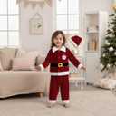 ZAXARRA Baby Christmas Clothes Boys Girls Santa Jacket Velvet Outwear Coat Long Pants with Hat Baby Santa Costume (12-18 Months)