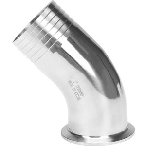 DERNORD Sanitary Hose Barb Pipe Fitting 2" Tri Clamp (64MM Ferrule) 45 Degree Elbow Tube OD 2"/51MM