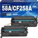 CF258A 58A Toner Cartridge Black M404n Compatible for HP 58A CF258A 58X CF258X Toner for HP LaserJet Pro M404n M404dn M404dw M404 MFP M428fdw M428fdn M428dw Printer Ink High Yield 2 Pack with Chip