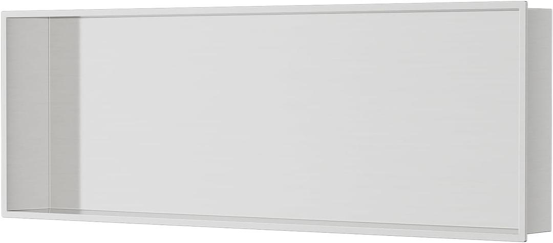 Shower Niche No Tile Needed 24 x 12, Niche for Shower Wall, Insert Tile Ready Recessed, Over Mount Installation, Brushed Nickel, 24w 12h With Single Shelf