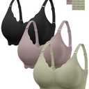 Angelhood Seamless Bras Women Soft Jelly Push Up Wireless Bra Supportive V Neck No Underwire Comfort Tshirt Bralettes, M