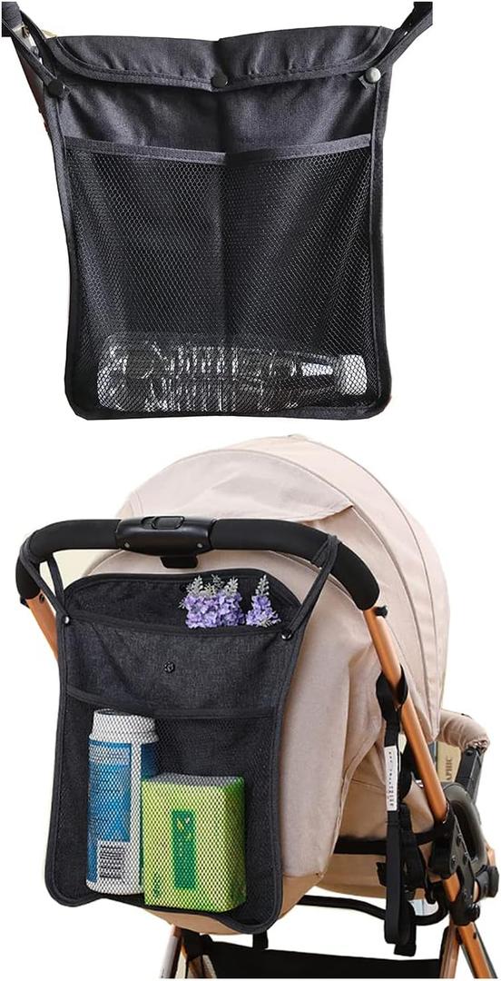 Baby Stroller Organizer,Black,Umbrella stroller organizer,Extra Pockets to Store Snacks/Wipes Items,Holds Water Bottles, Toddler Sweat Shirt etc (Black)