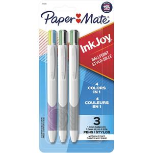 Paper Mate InkJoy Quatro Retractable Ballpoint Pens, Medium Point, Assorted Colors, 3 Pack