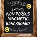 LotFancy 15"x12" Magnetic Chalk Board Sign, Small Wood Framed Tabletop Black Easel Chalkboard, Foldable Standing Ledge,1 White Chalk Pen 2 Magnets and Wall Hanging Kits Included, Rustic Brown