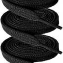 Flat Shoe laces 52" Lengths 5/16" Wide Shoelaces for Athletic Tennis Sneakers (Black)