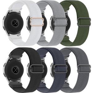 6 Pack Watch Bands Compatible with Samsung Galaxy Watch 3 45mm/Galaxy Watch 46mm Bands/Gear S3 Frontier,22mm Stretchy Nylon Watch Straps Adjustable Wristband for Men Women