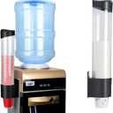Cup Dispenser, Wall Mount Water Cooler Cup Holder Fits 5oz - 7oz Disposable Paper Plastic Cups for Home Office Hospital Cups Organizer, Adhesive Paste or Screw Install (Black, Medium)
