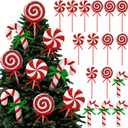 16 Pcs Candy Cane Christmas Decorations, Christmas Glitter Candy Cane Hanging Ornaments Xmas Swirl Windmill Lollipop Home Decor for New Year Xmas Indoor Home Supplies(Red,Classic)