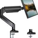 HUANUO Single Monitor Arm 13-34 Inch, Adjustable Gas Spring Arm, Monitor Desk Mount for 4.4-22lbs, VESA 75/100mm with C-Clamp/Grommet Base, Ergonomic Stand for Work/Gaming