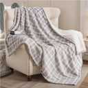 Heated Blanket Electric Throw, 50X60 Heating Throw with 6 Heating Levels & 4 Time Settings, Grey Plaid Washable Warm Soft Flannel Blanket Gift for Couch Bed Office, ETL Certified