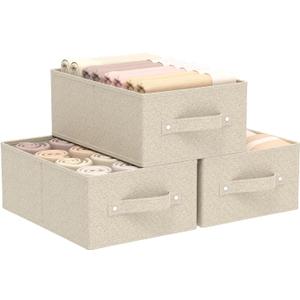 Collapsible Closet Organizer, Storage Bins, Fabric Cube Baskets for Organizing Home and Office, Grey and Beige, 3 Pack, 13.0x9.0x5.5in