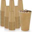 180 Pack 16 Oz Paper Coffee Cups, Kraft Disposable Brown Paper Cups, Unbleached Leak-proof Hot Drink Cup Water Beverage Juice Drinking Container for Home, Party, Office, Cafe