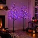 5FT LED Lighted Halloween Tree 2-Pack Orange and Purple Lights Décor
