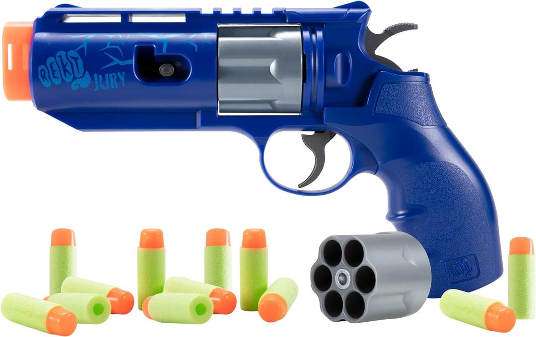 REKT Jury Revolver Foam Dart Blaster Pistol Gun, Blue (Blue)