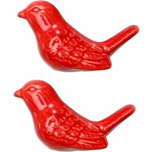 Glass birds red 2 Pieces