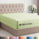 Extra Deep Cal King Fitted Sheet - Hotel Luxury Single Fitted Sheet Only - Easily Fits 18 to 24 inch Mattress - Ultra Soft, Wrinkle Free w/Extra Deep Pockets - Breathable & Comfy - Light Sage Green