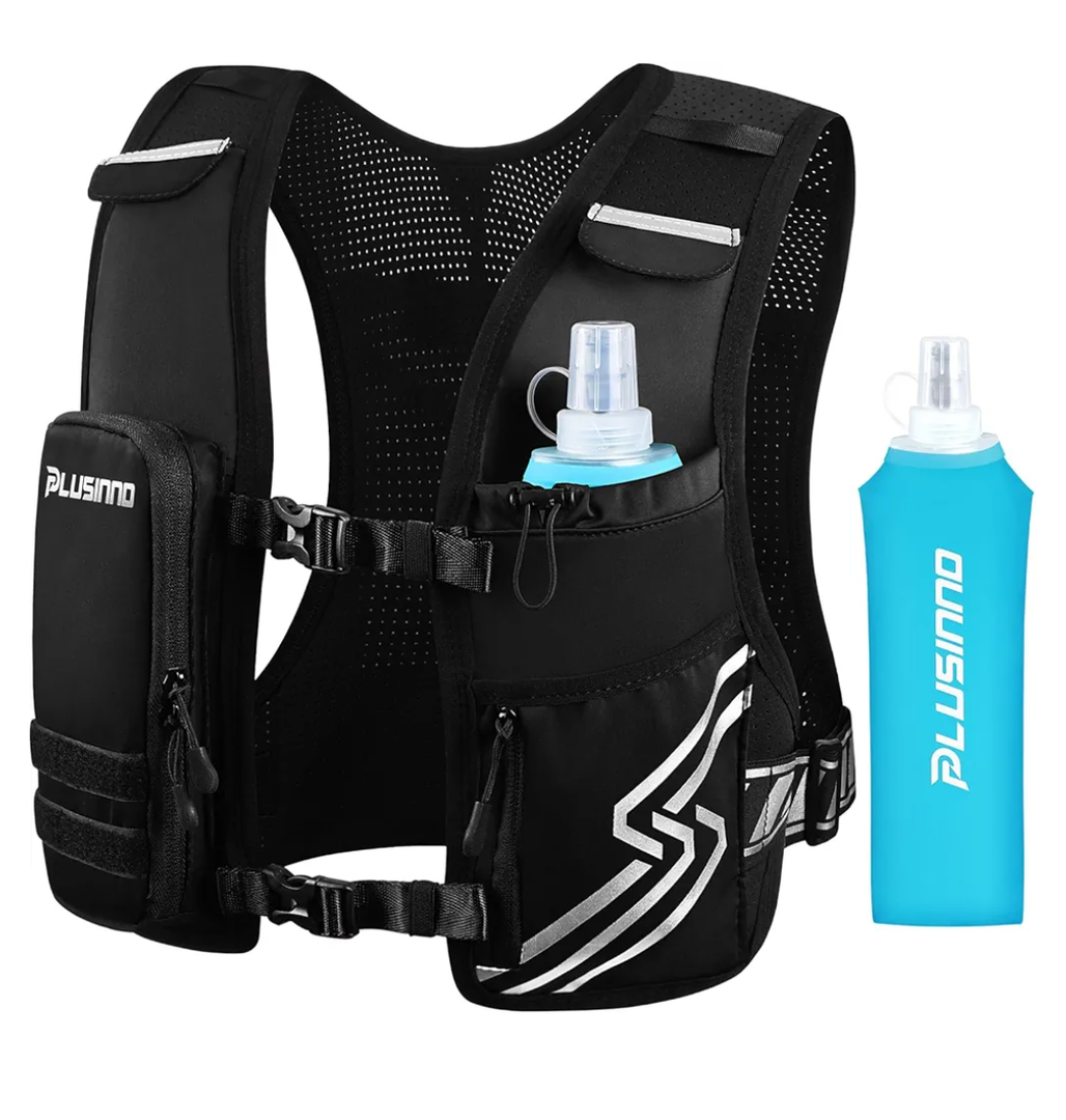 Running Vest for Women Men, Running Hydration Vest with 500ml Soft Flask & Touch-Screen Phone Pocket, Reflective Lightweight Hydration Backpack for Hiking with Adjustable Chest Waist Straps. Size XS/S