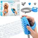 Aquapaw Dog Bath Brush Pro & Dog Shower Attachment - Large Silicone Rubber - Sprayer & Scrubber in One with 8ft Hose Attachment & Shower Wand for Bathing - Pet Bath Supplies
