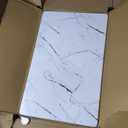 GarveeHome 5-Piece Dining Table Set for 4, Modern Kitchen Table with 4 Boucle Chairs, Rectangular Dining Table with Storage Shelf & Marble Tabletop, Home Dining Furniture for Small Space