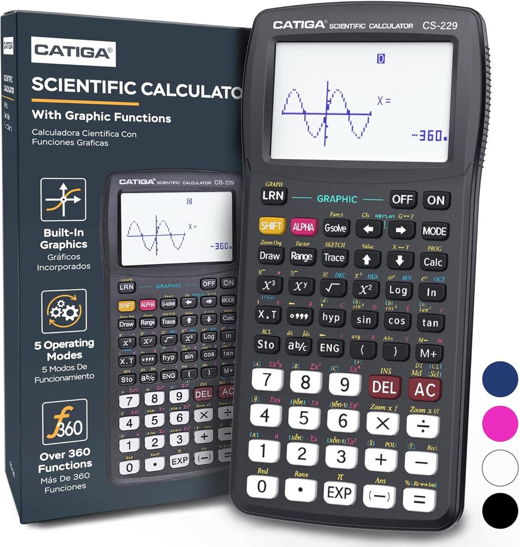 CATIGA Scientific Calculator with Graphic Functions, Multiple Modes with Intuitive User Interface for Beginners and Advanced Courses, High School or College, CS-229 (1.1) Black)