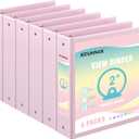 2-inch 3-Ring Binder with Pockets, Basic Binders 1''2'' Color Binders, Holds Letter Size 8.5'' x 11'',450 Sheet Capacity, Bundle 6 Pack for Back to School (2'' Pink- 6 Packs)