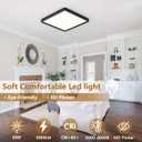 20 Inch Square LED Flush Mount Ceiling Light, 50W, 5000LM 3000K/4000K/6000K CCT Selectable, Large Square LED Flat Panel Ceiling Light Fixture for Bedroom,Kitchen,Living Room (Black 1PK)