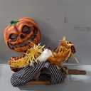 Halloween Animatronics Swinging Pumpkin, Hanging Animated Decorations with Motion Sensor, Creepy Sound, Scary Move, Light Up Eyes, Haunted Decor Horror Spooky Prop for Indoor, Outdoor, Yard Lawn