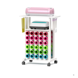 𝐂𝐫𝐚𝐟𝐢𝐭 Organizers and Storage for Cricut Machines, Rolling Craft Storage Cart with 30 Vinyl Roll Holders, Crafting Table Organization Workstation for Craft Room Home, Compact Removable