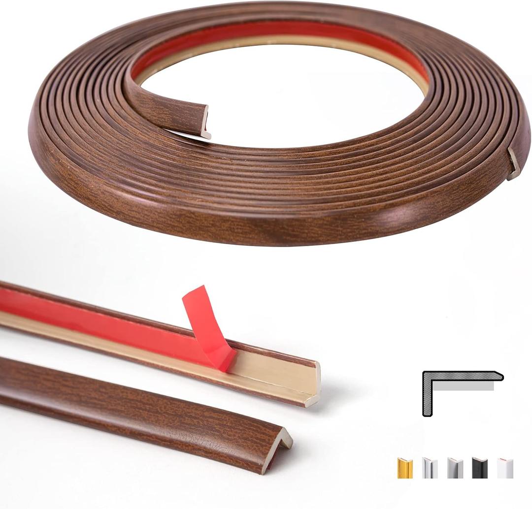Art3d 20ft Outside Vinyl Corner Trim Peel and Stick for Tile and Wall Edges, Furniture Decoration, Cherry