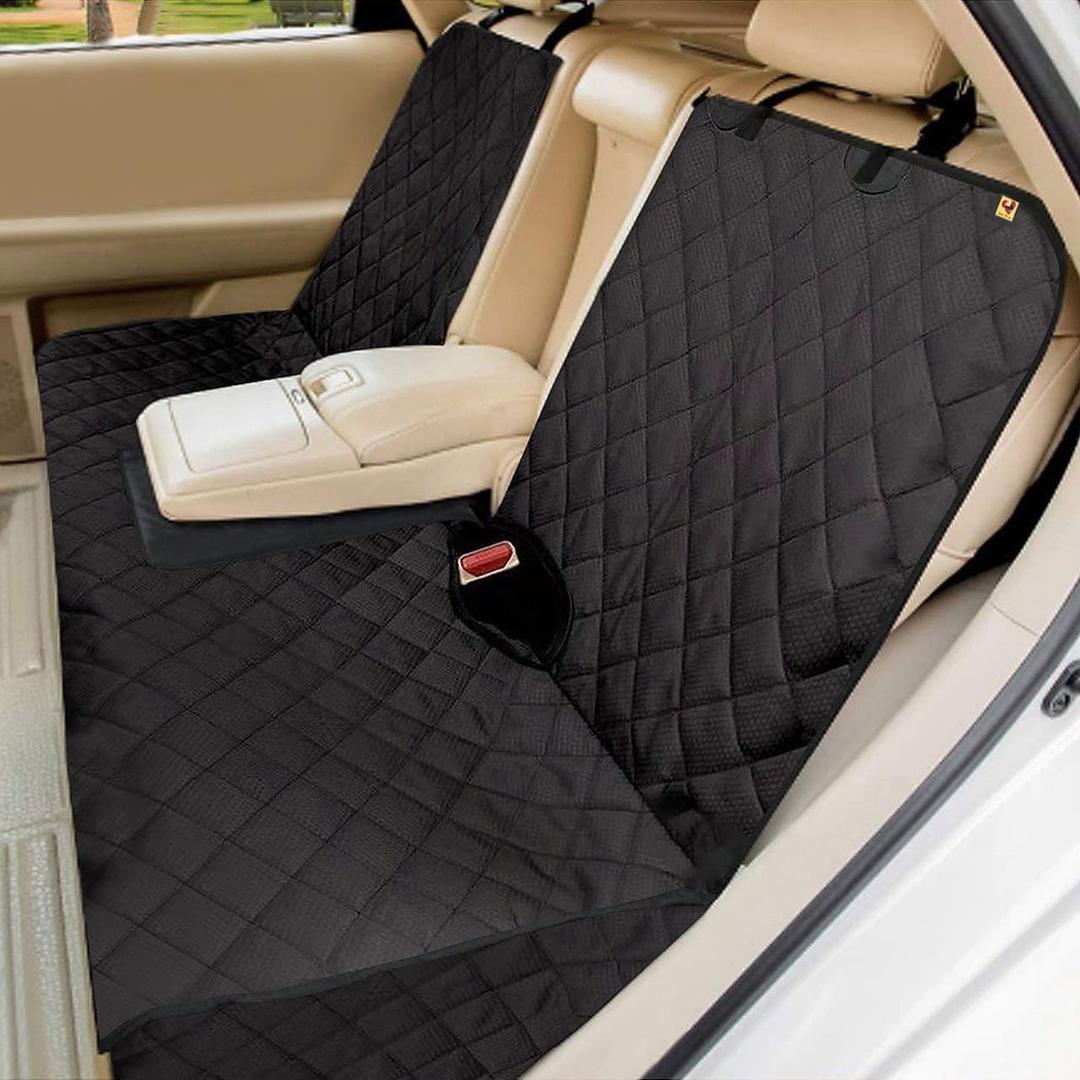 Bark Lover Dog Car Seat Cover for Back Seat, Upgraded Thickened Matte Fabric, Waterproof Backseat Protector, Non-Slip Rear Seat Cover for Dogs & Kids, Armrest Compatible, Fits Most Cars SUVs & Trucks Black2-DZ