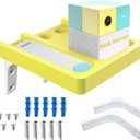 Wall-Mounted Wooden Stand Compatible with Nex Playground Console, Fixed Shelf Holder with Screws, Easy to Install Bracket for Family Gaming Setup (Lemon Yellow)