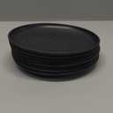 6 Inch Dessert Plates Set of 8, Unbreakable Wheat Straw Plate Appetizer Plates, Plastic Plates Reusable, Microwave & Dishwasher Safe Mini Plate for Kitchen (Black)