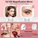 DESCHEN Travel Makeup Mirror with Lights, Rechargeable 1X/10X Magnifying Vanity Mirror, Portable Lighted Makeup Mirror with Magnification & 3 Color Light, Dimmable Touch Screen, Folding LED Mirror 7"