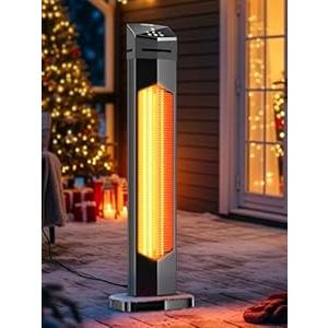 Uthfy 1500W Patio Heater for Outdoor Use, IPX5 Electric Infrared Heater with Remote & Timer,Fast Heating, Indoor Outside Portable Space Heater, Overheat Protection for Garage, Porch, Yard, Shop