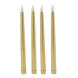 4Pcs Flameless Taper Candles Electric LED Taper Candle Halloween Christmas Holiday Decor Candles (Gold)