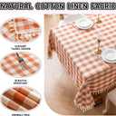 Checkered Fall Tablecloth Rectangle Cotton Linen Gingham Table Cloth with Tassel Washable Wrinkle Free Heavy Duty Buffalo Plaid Table Cover for Dining/Party/Picnic (Orange, 55" x 70" (Rectangular))