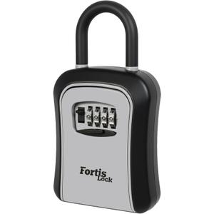 Box for Keys with Code, Portable Shackle Key Safe, 4-Digit Combination Lock, Weather-Resistant Key Lock Box for Outside Doors & Gates, Gray