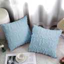 Mixweer Blue Bow Throw Pillow Covers 18x18 Set of 2 Coquette Decorative Pillow Covers Soft Plush Faux Wool Aesthetic Pillowcases Preppy Room Decor for Bed Sofa Couch Living Room