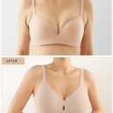 LUCKMEEY Bras for Women No Underwire Wave Push Up Wireless Bra Seamless Bras Full Coverage Bralettes Lift Everyday Bras (Small, Skin)
