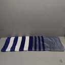 cabanana Large Beach Towel Oversized - Cotton Velour 35 x 70 Inch Blue Grey Striped Terry Pool Towel, Cabana Soft Swimming Towel for Adults Women Men (Navy Grey)